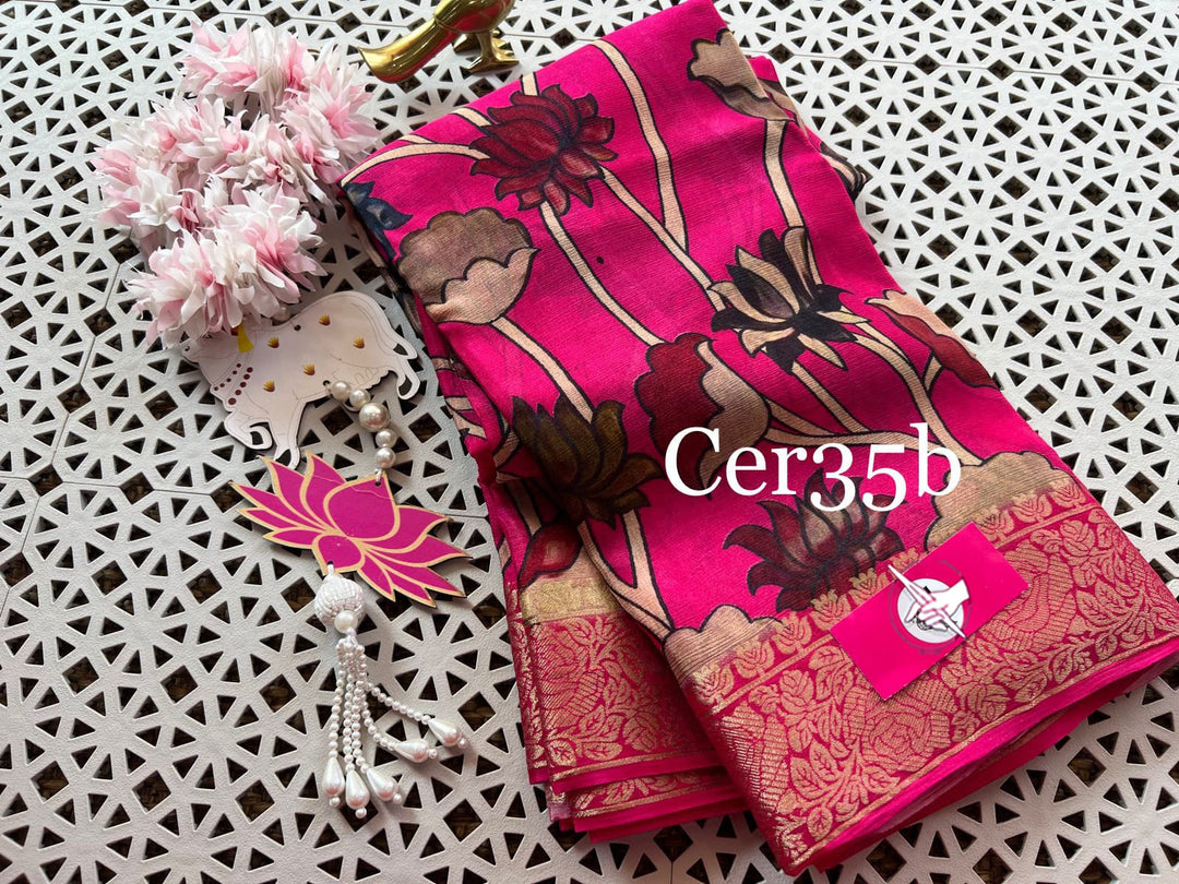 Pink Color Elegant sophistication with our soft silk jacquard printed saree