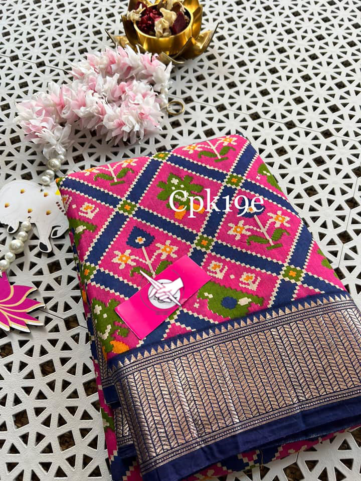 Digital Printed Tussar Silk Saree Pink Traditional Look With Zari Embellished Border