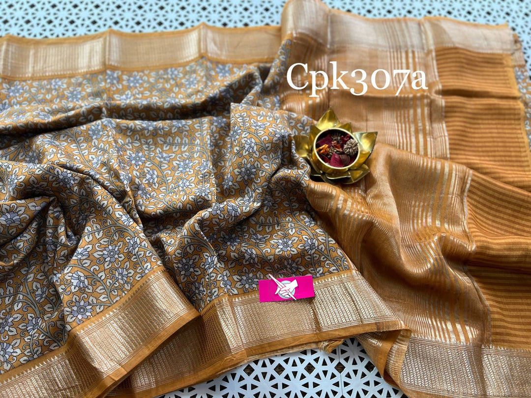 Charming Digital Printed Tussar Silk Saree Smooth Feel With Zari Highlights