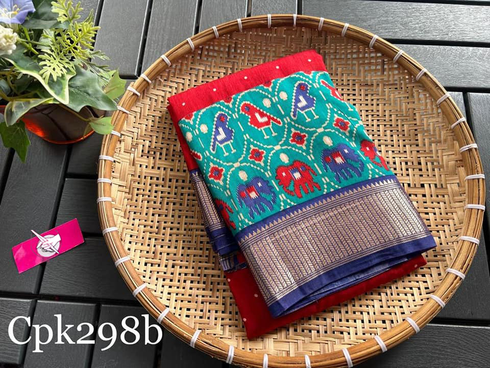 Wedding Wear Red Tussar Silk Saree Handloom Style Zari Border And Digital Embellishment