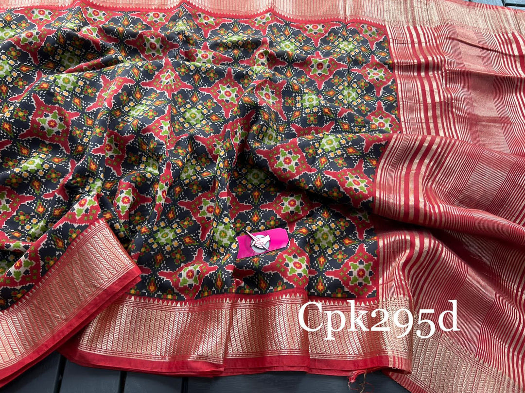Digital Printed Assam Soft Silk Saree Grey Jacquard Embellished Pattu Saree