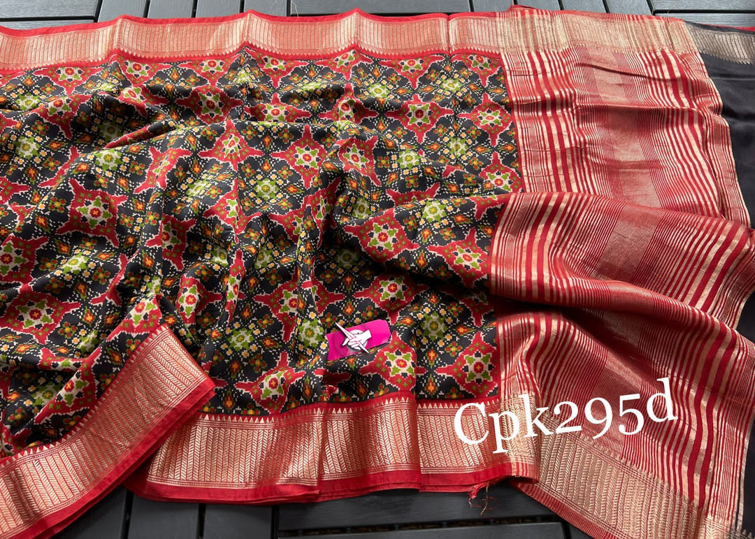 Digital Printed Assam Soft Silk Saree Grey Jacquard Embellished Pattu Saree