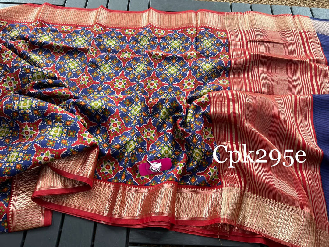 Exclusive Blue Assam Pattu Saree Soft Silk With Digital Print And Jacquard Detail