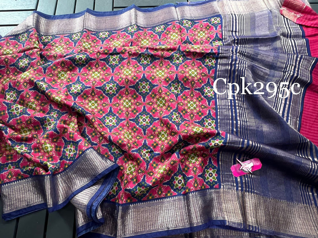 Exclusive Blue Assam Pattu Saree Soft Silk With Digital Print And Jacquard Detail