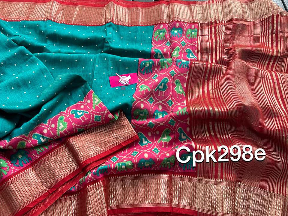 Lustrous Pink And Blue Handwoven Tussar Silk Saree Digital Print And Zari Accents