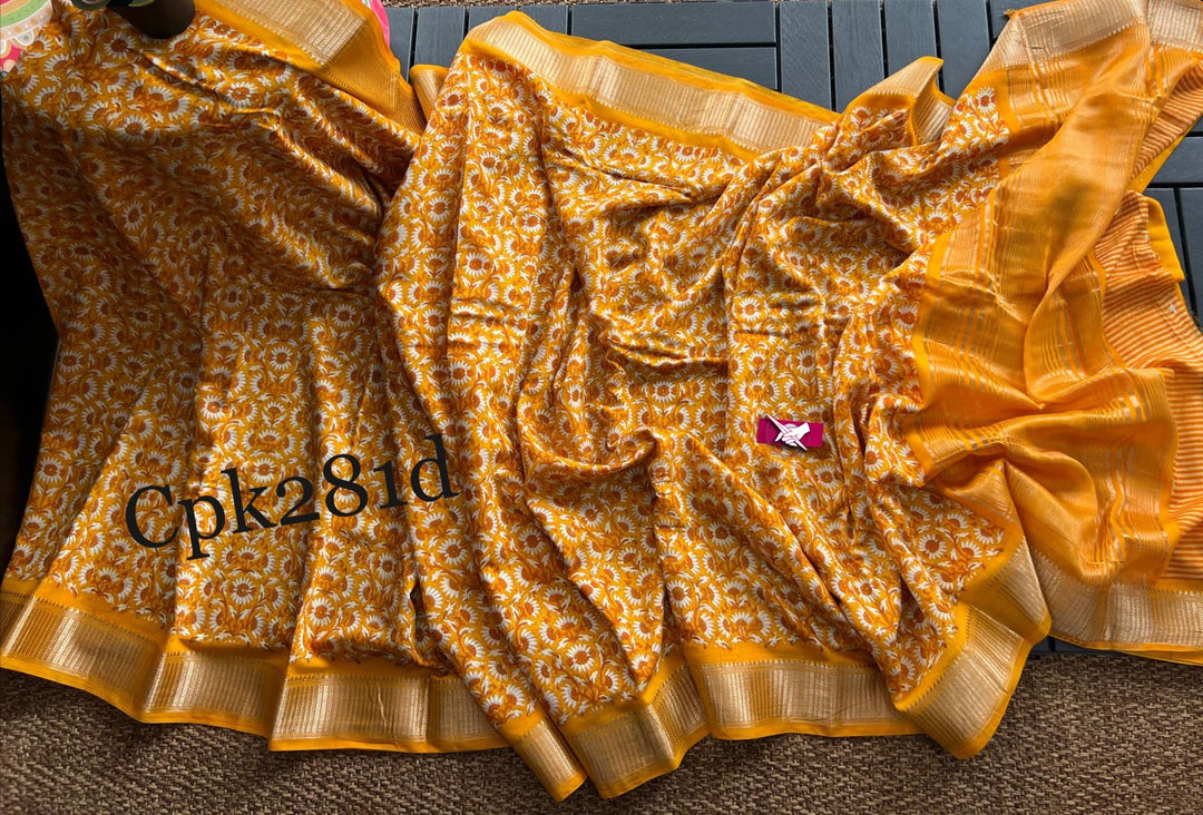 Yellow Soft Silk Jacquard Work Saree