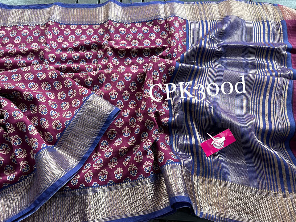 Elegant Wine Tussar Silk Saree With Zari Border And Digital Print