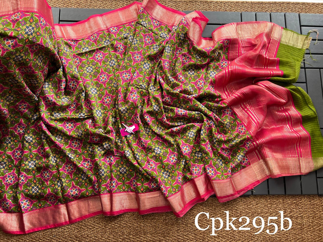 Festive Wear Assam Saree Green Soft Silk Pattu With Digital Print And Jacquard