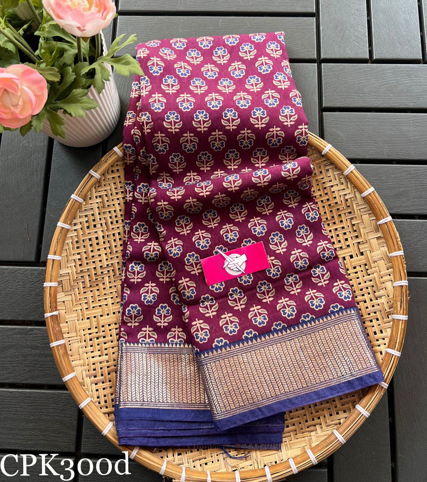 Elegant Wine Tussar Silk Saree With Zari Border And Digital Print