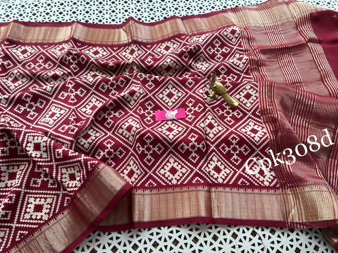 Luxurious Red Tussar Silk Saree Traditional Look With Digital Print And Zari Accent