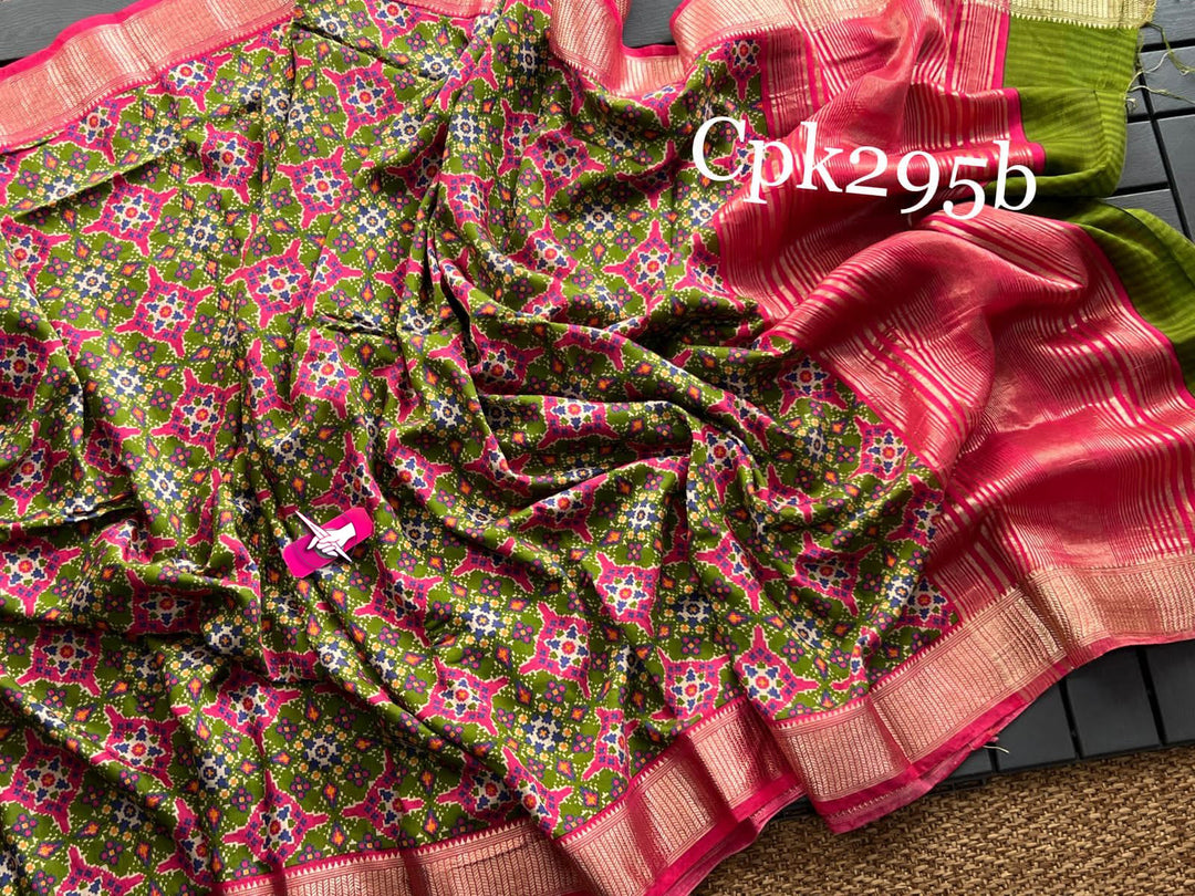 Festive Wear Assam Saree Green Soft Silk Pattu With Digital Print And Jacquard
