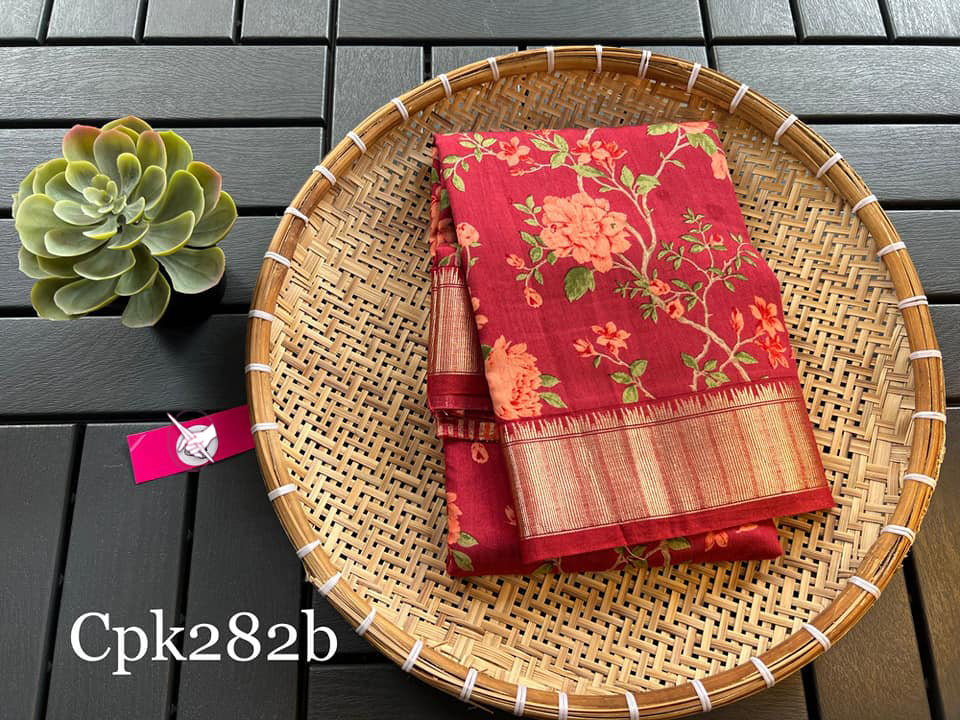 Assam Pattu Daily Wear Saree Maroon Soft Silk With Digital Prints And Woven Finish