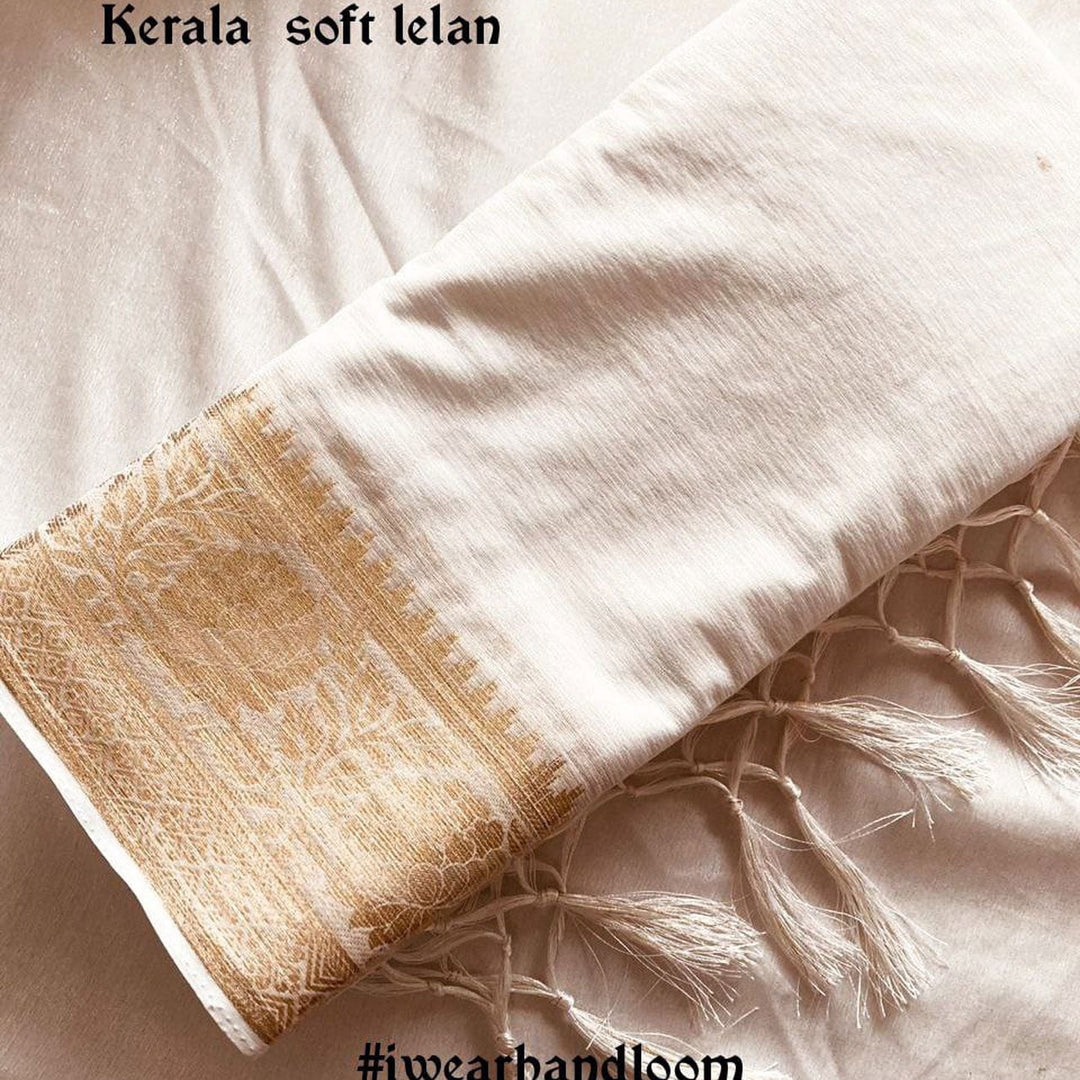 Magnificent Off White Galaxy Chiffon Silk Saree With Subtle Zari Weave