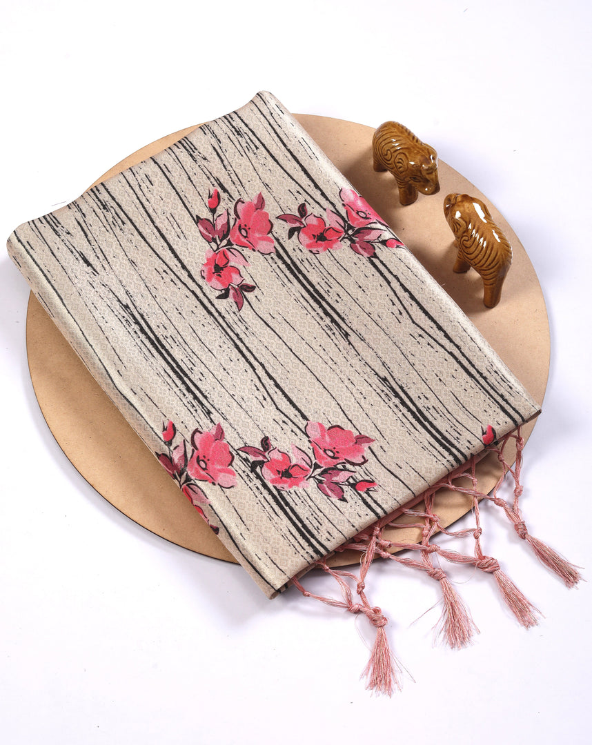 Vibrant Ikkat Print Saree Handloom Digital Fusion