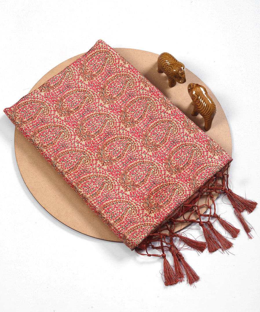 Premium Pure Kanchi Silk Saree Digital Print And Traditional Craft