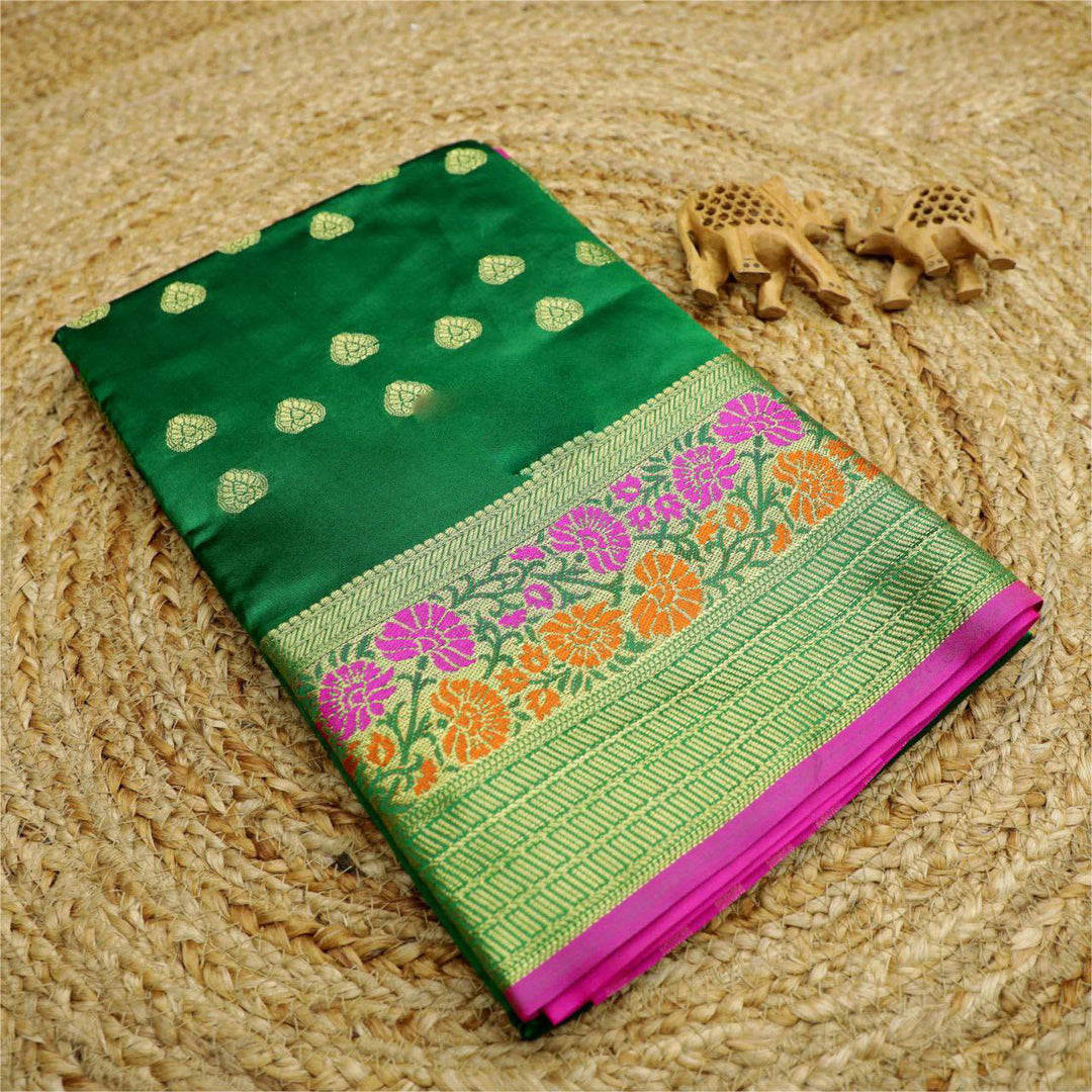 Royal Loom Green Korvai Silk Saree With Zari Weave Highlights
