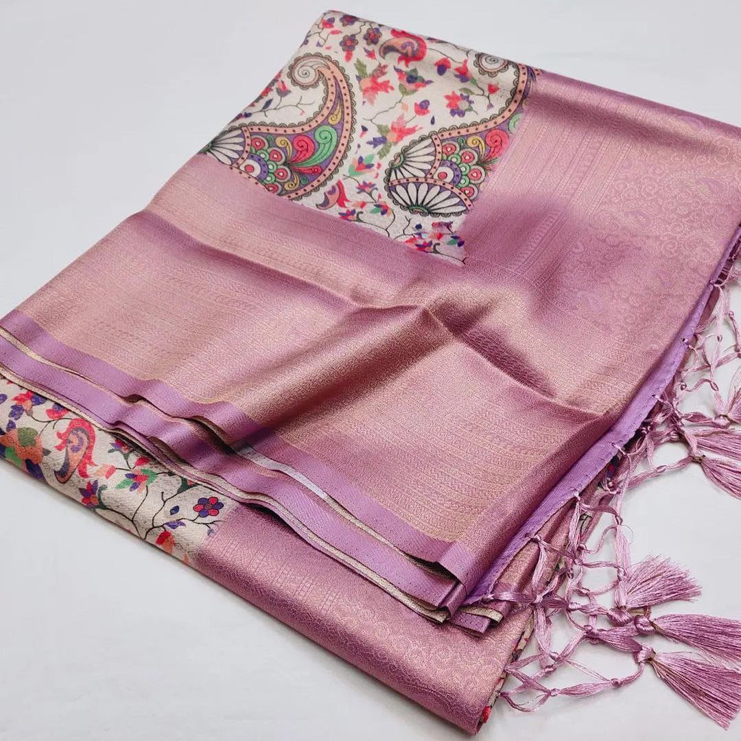 Elegant Lavender Soft Silk Saree