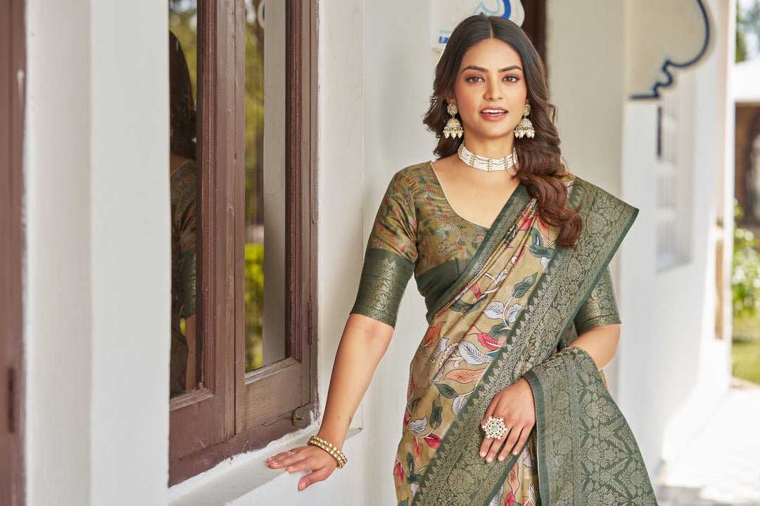 Shop Luxury: Handloom Raw Silk Sarees with Designer Digital Prints