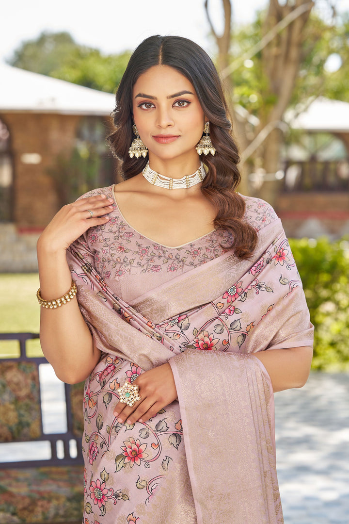 Digital Charm Meets Tradition in Raw Silk Sarees with Rich Pallus