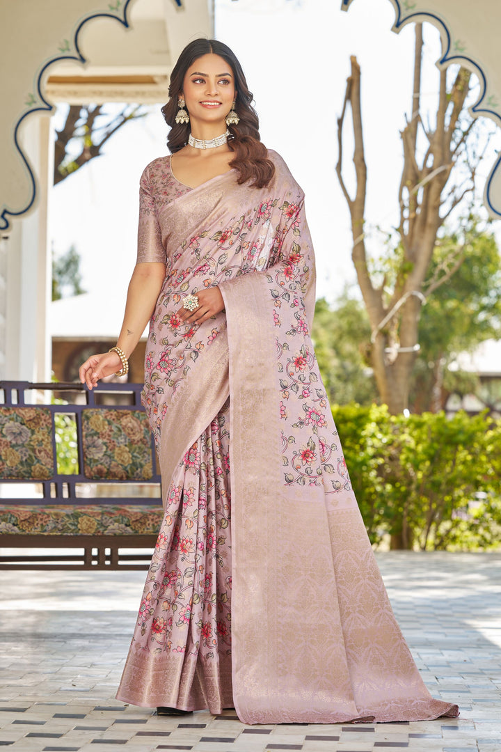 Digital Charm Meets Tradition in Raw Silk Sarees with Rich Pallus