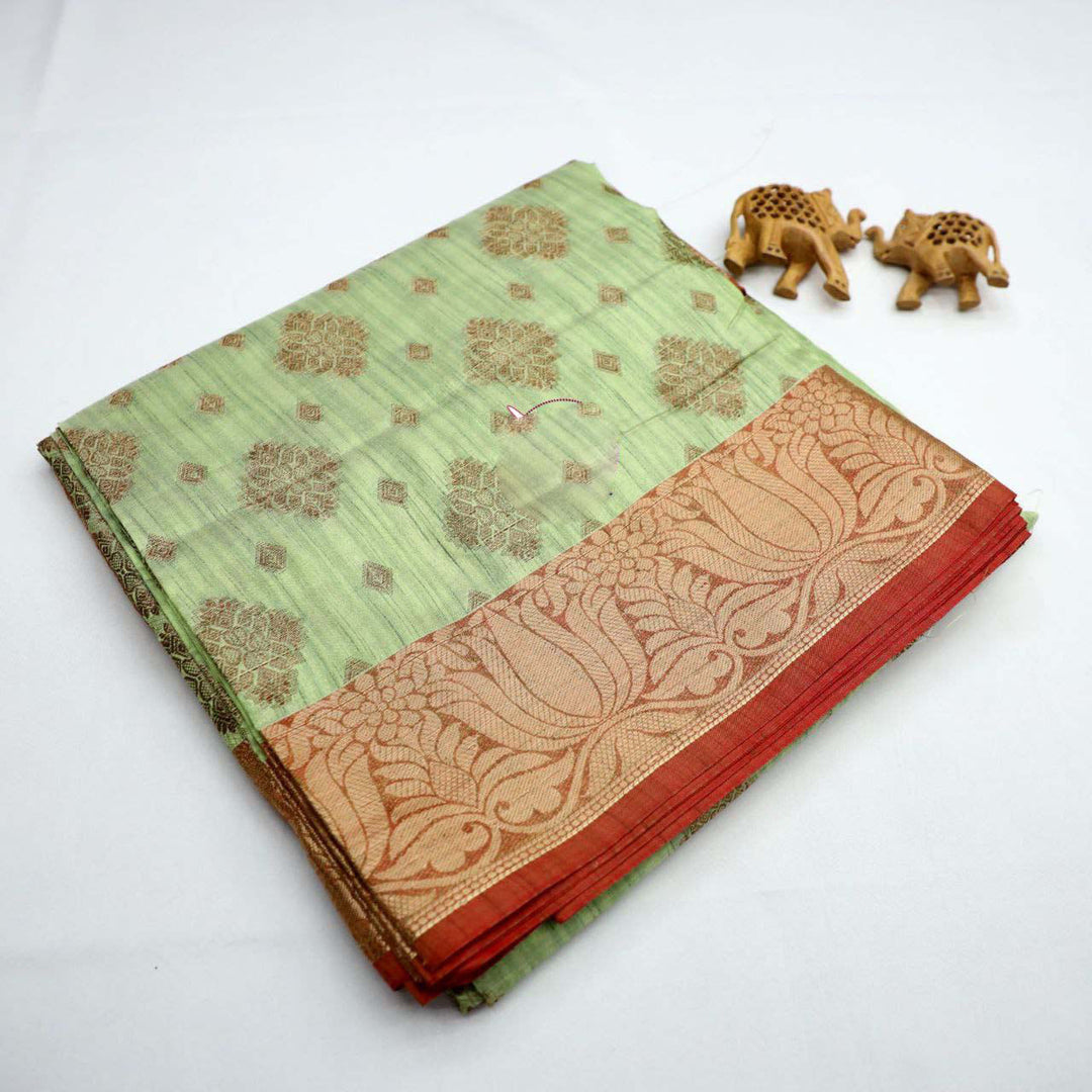 Sea Green Glow Semi Bridal Silk Saree