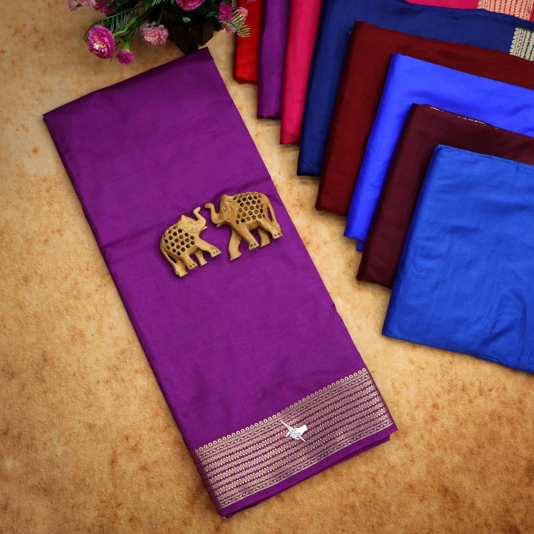 Purple Mysore Crepe Silk Woven Work Saree