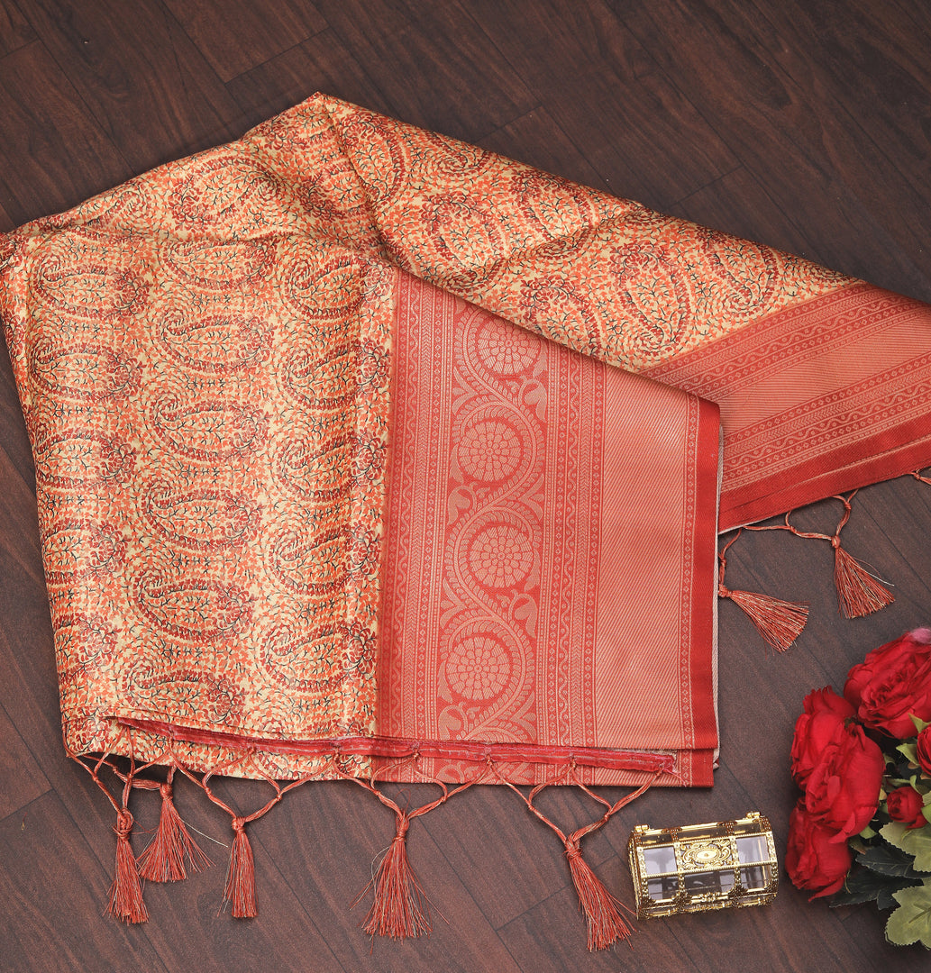 Classic Ikkat Print Handloom Saree For Traditional Wear