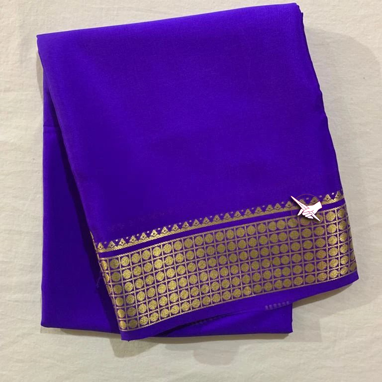 GORGEOUS Mysore silk sarees in beautiful zari border in Royal Blue colours! 😍
