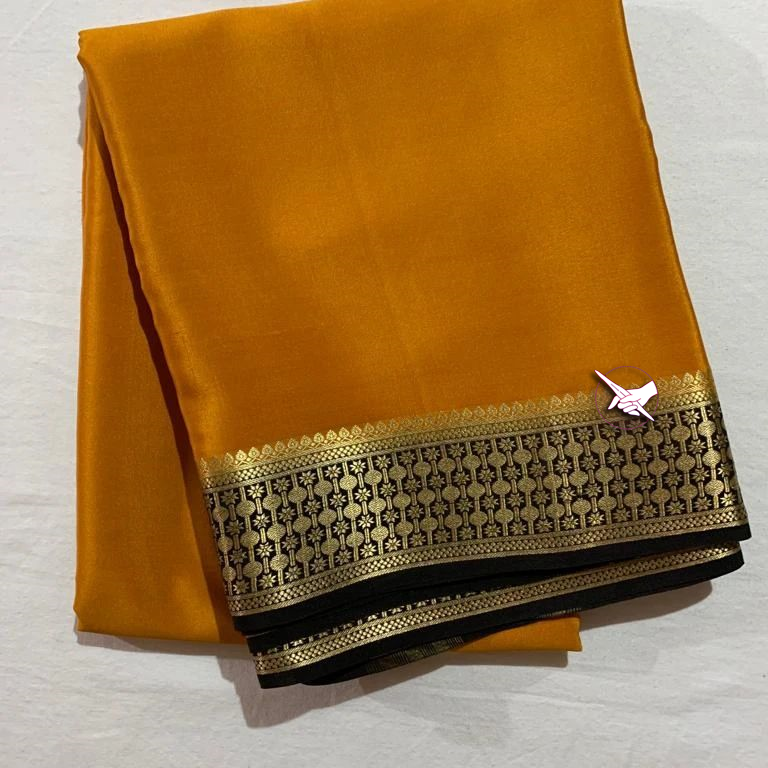 🥰 Exclusive Zari BorderOrange Colour Plain Mysore Silk Saree.🥰