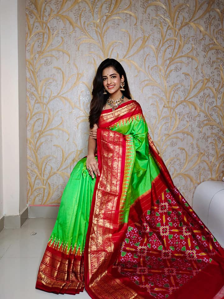 Festive Kanchi Ikkat Saree In Handloom Soft Silk With Elegant Digital Print
