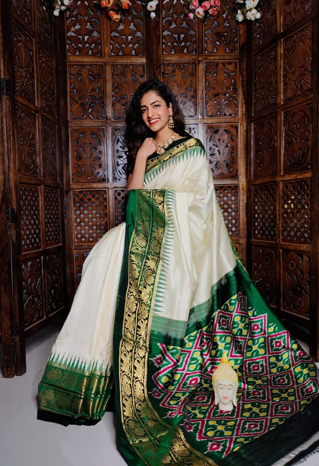 Beautiful Kanchi-Inspired Ikkat Soft Silk Saree In Handloom Finish