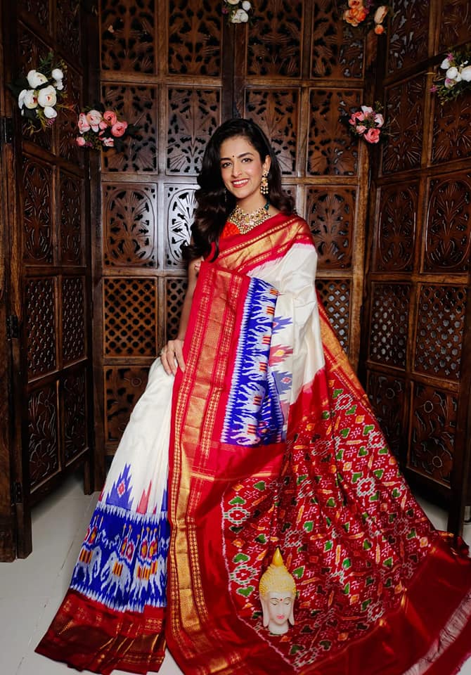 Rich Traditional Soft Silk Saree With Digital Ikkat Print And Kanchi Design
