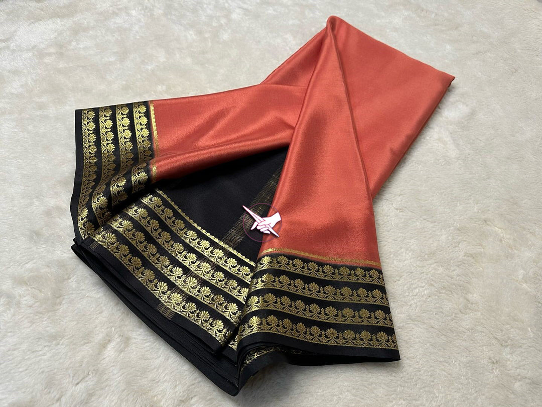 Ethnic Zari Detailed Purple And Pink Plain Mysore Silk Saree