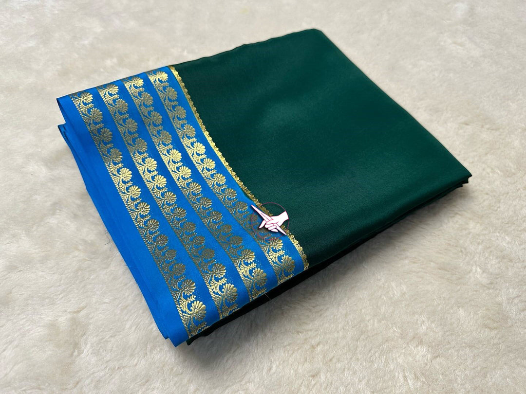 🥰 Exclusive Zari Border Purple nd Pink Colour Plain Mysore Silk Saree.🥰