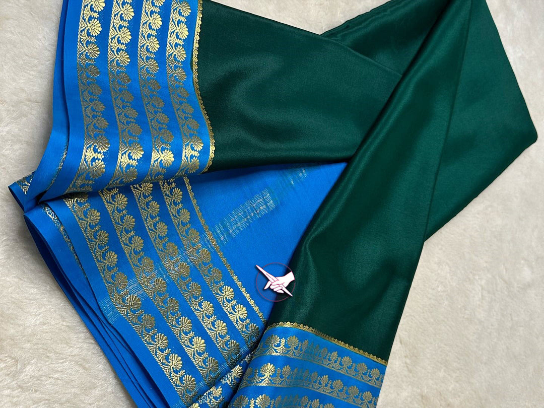 🥰 Exclusive Zari Border Purple nd Pink Colour Plain Mysore Silk Saree.🥰