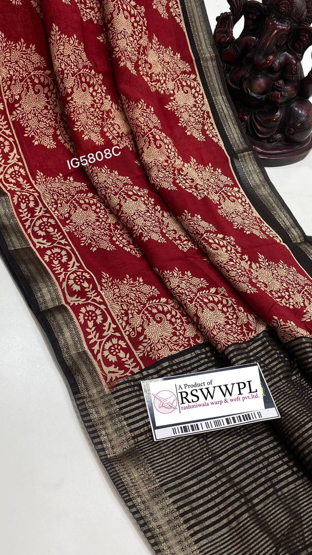 Festive Assam Pattu Saree Digital Print Dola Silk In Red
