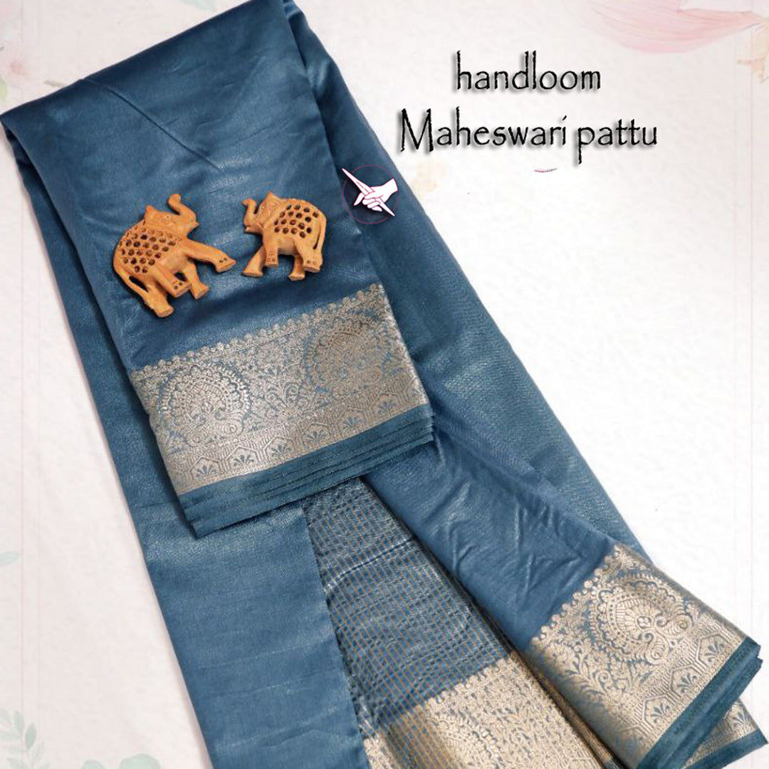 Pastel Weaves Engaging Grey Tissue Soft Silk Saree