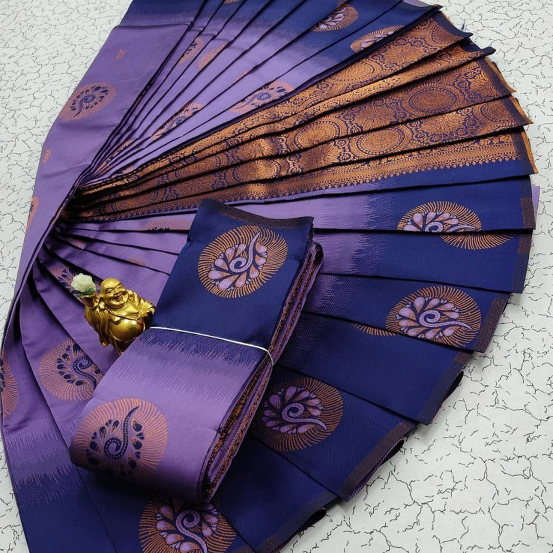 Elegance Woven Captivating Lavender 3D Handloom Silk Saree