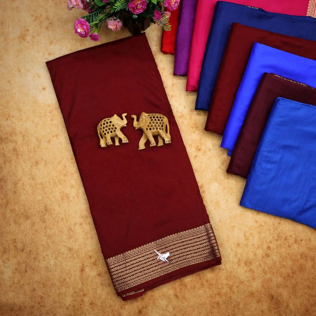 Purple Mysore Crepe Silk Woven Work Saree