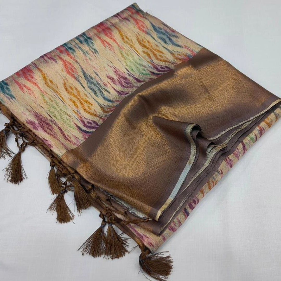 Festive Ready Multi Colour Soft Silk Saree Rich Digital Printed Design