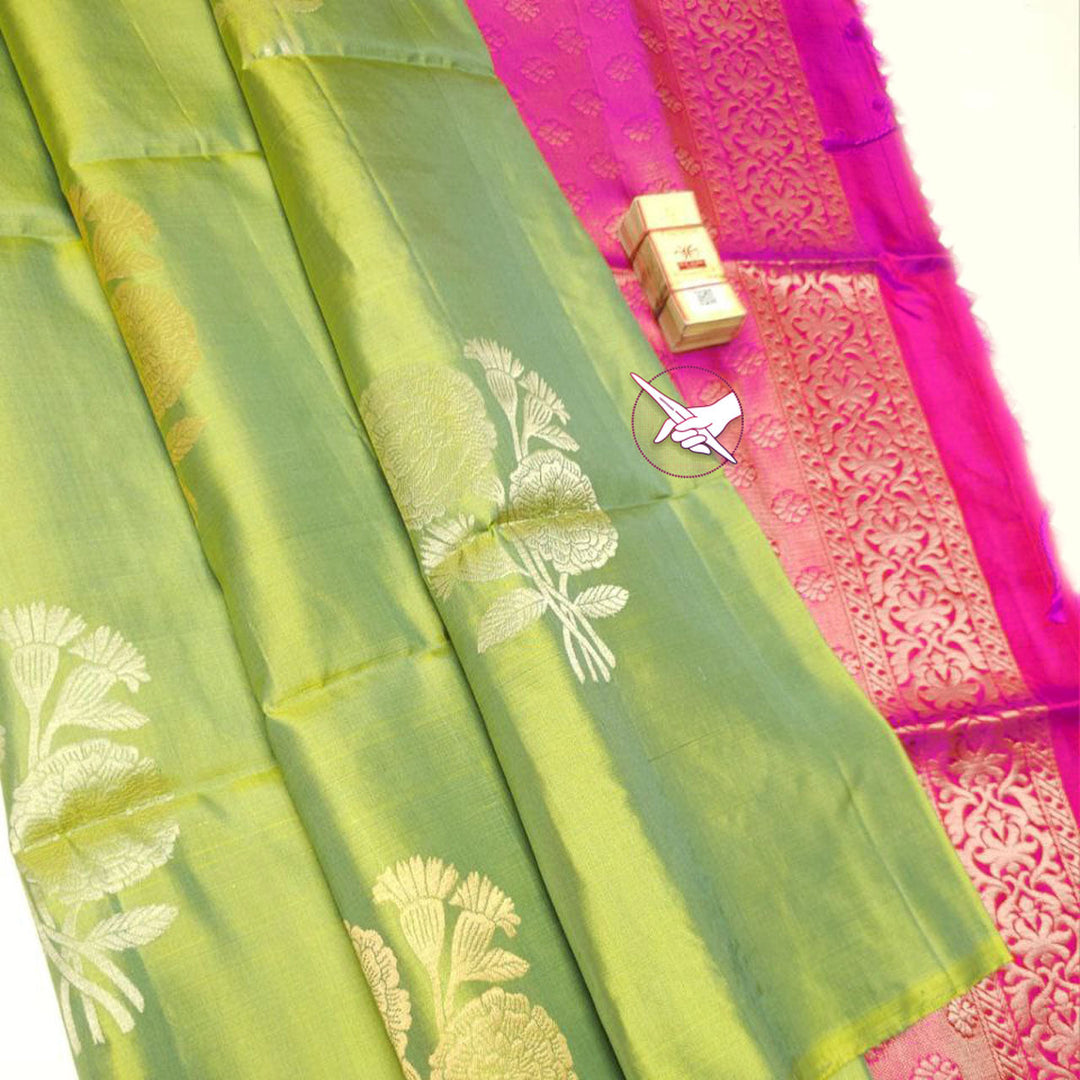 Luxe Loom Appealing Sea Green Premium Woven Silk Saree