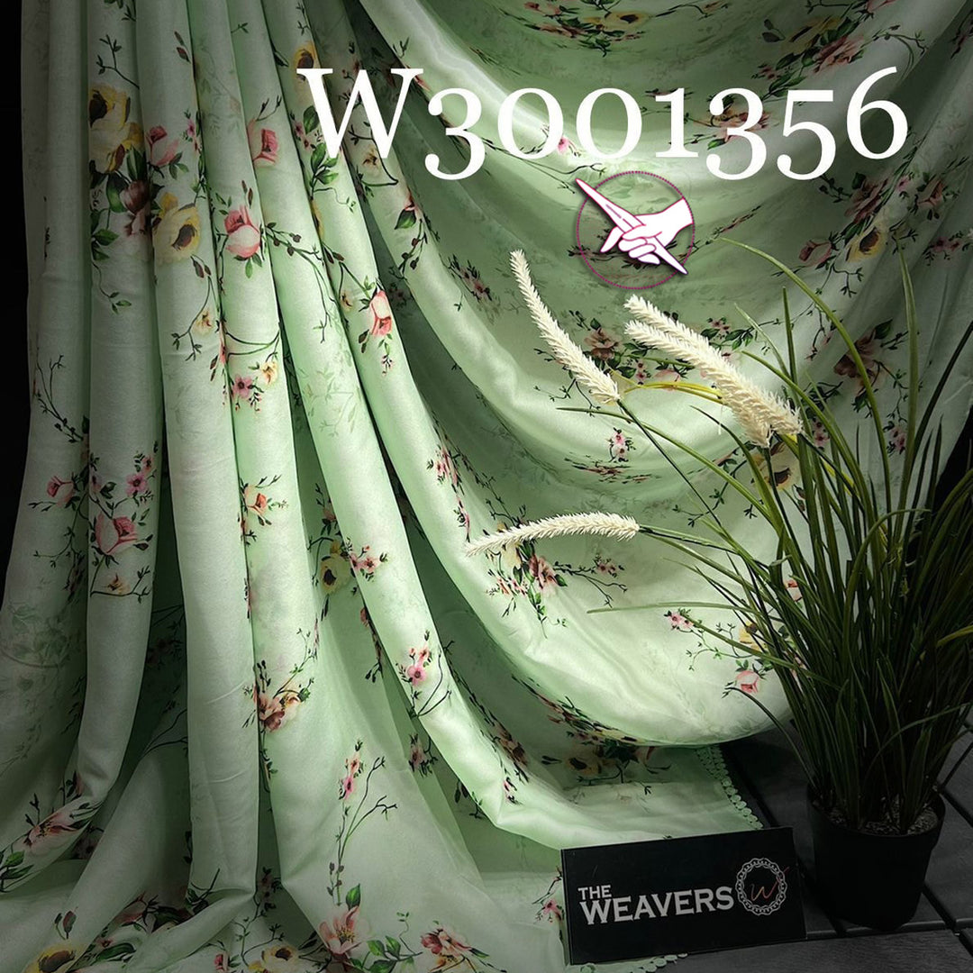 Sea Green Georgette Fabric Digital Floral Print Saree With Stylish Blouse