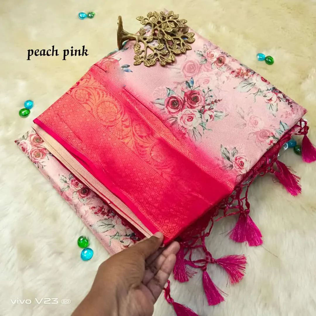 Classic Pink Glow Digital Printed Saree
