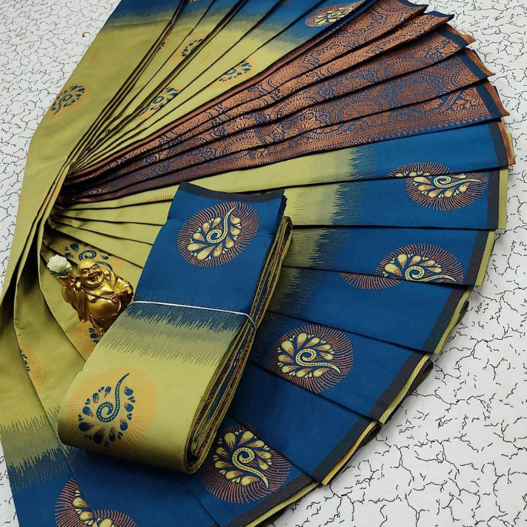 Silken Artistry Captivating Olive Handloom 3D Saree