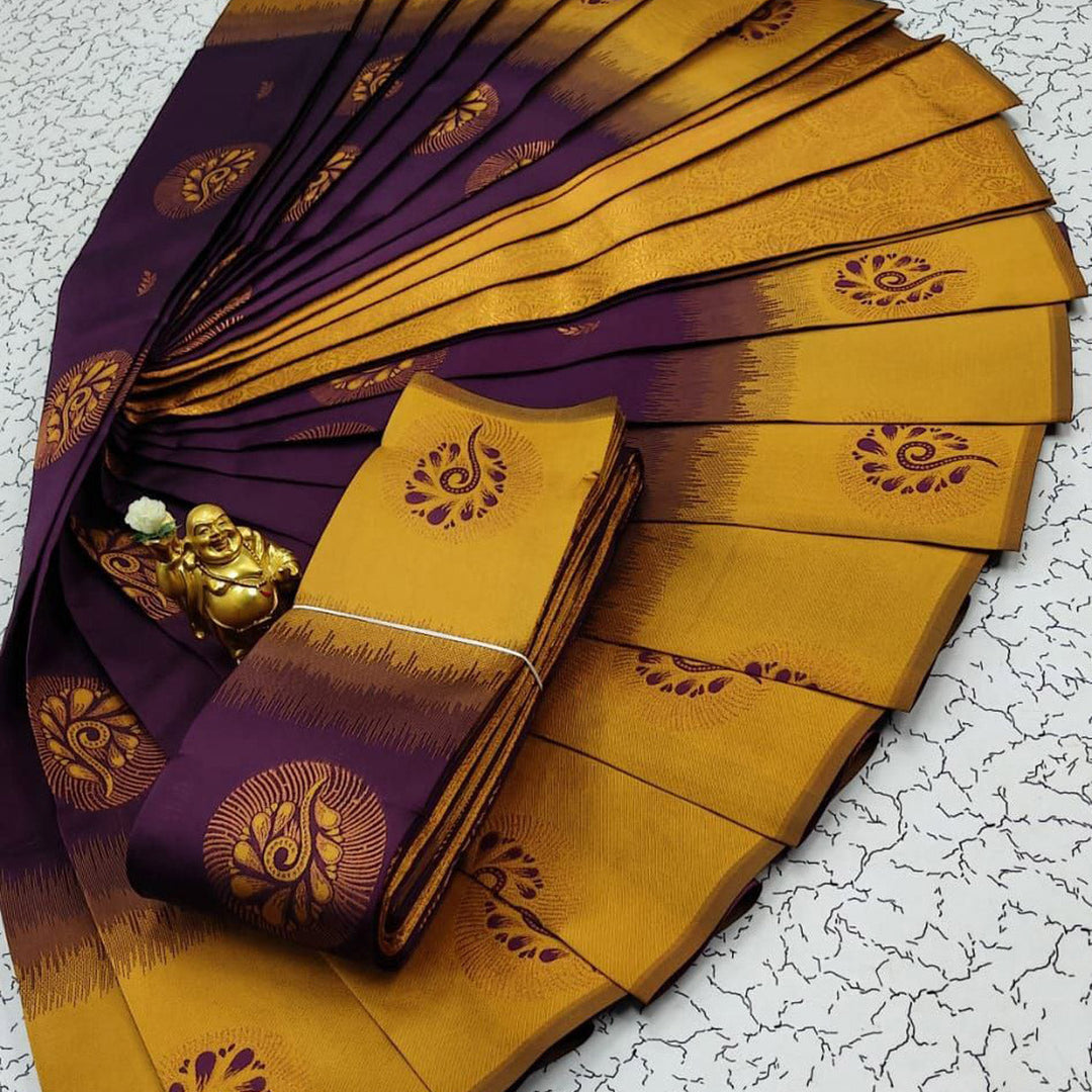Purple Prestige Silk Saree With Captivating 3D Weaving