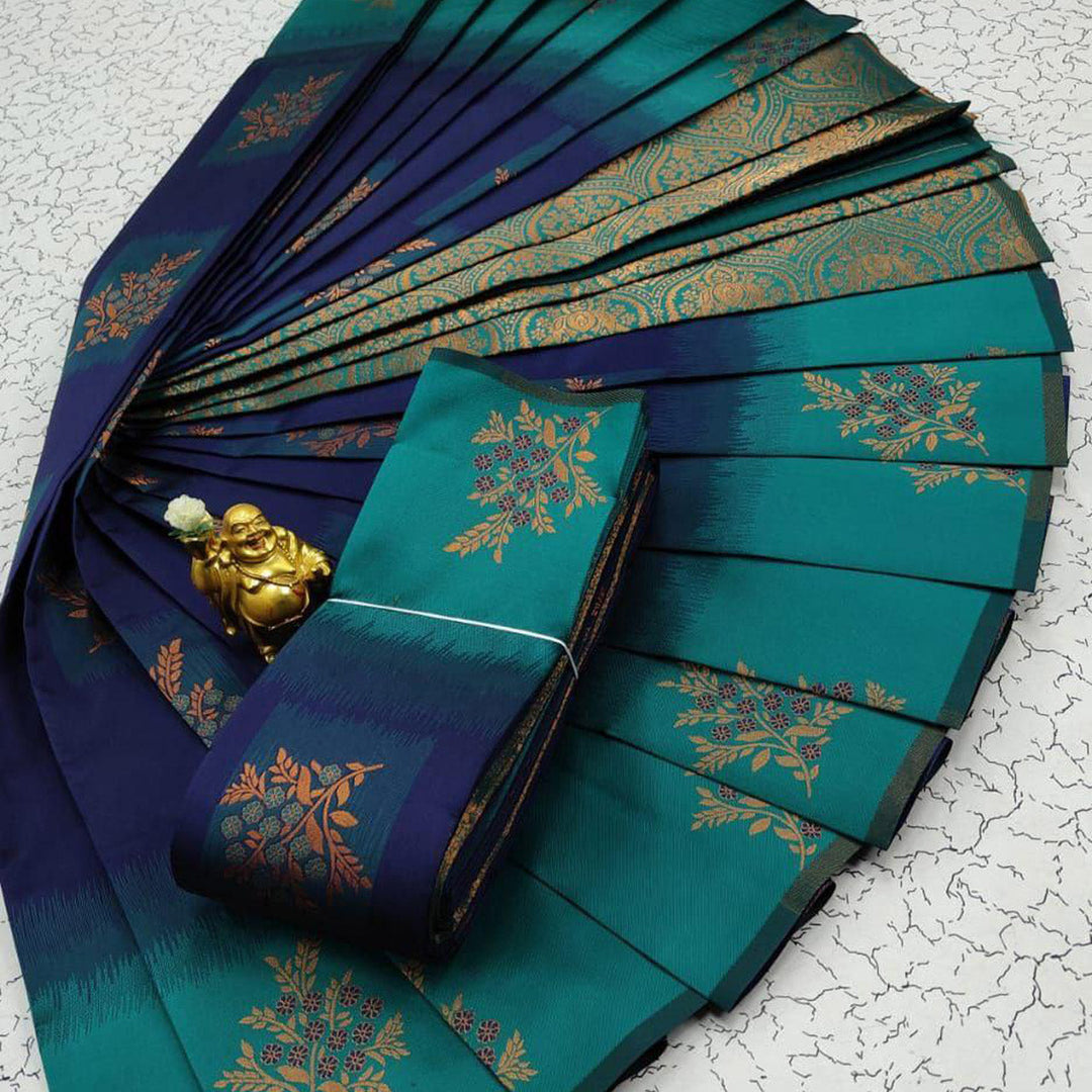 Navy Blue Grand Weave Dimensional Kubera Silk Elegance Saree
