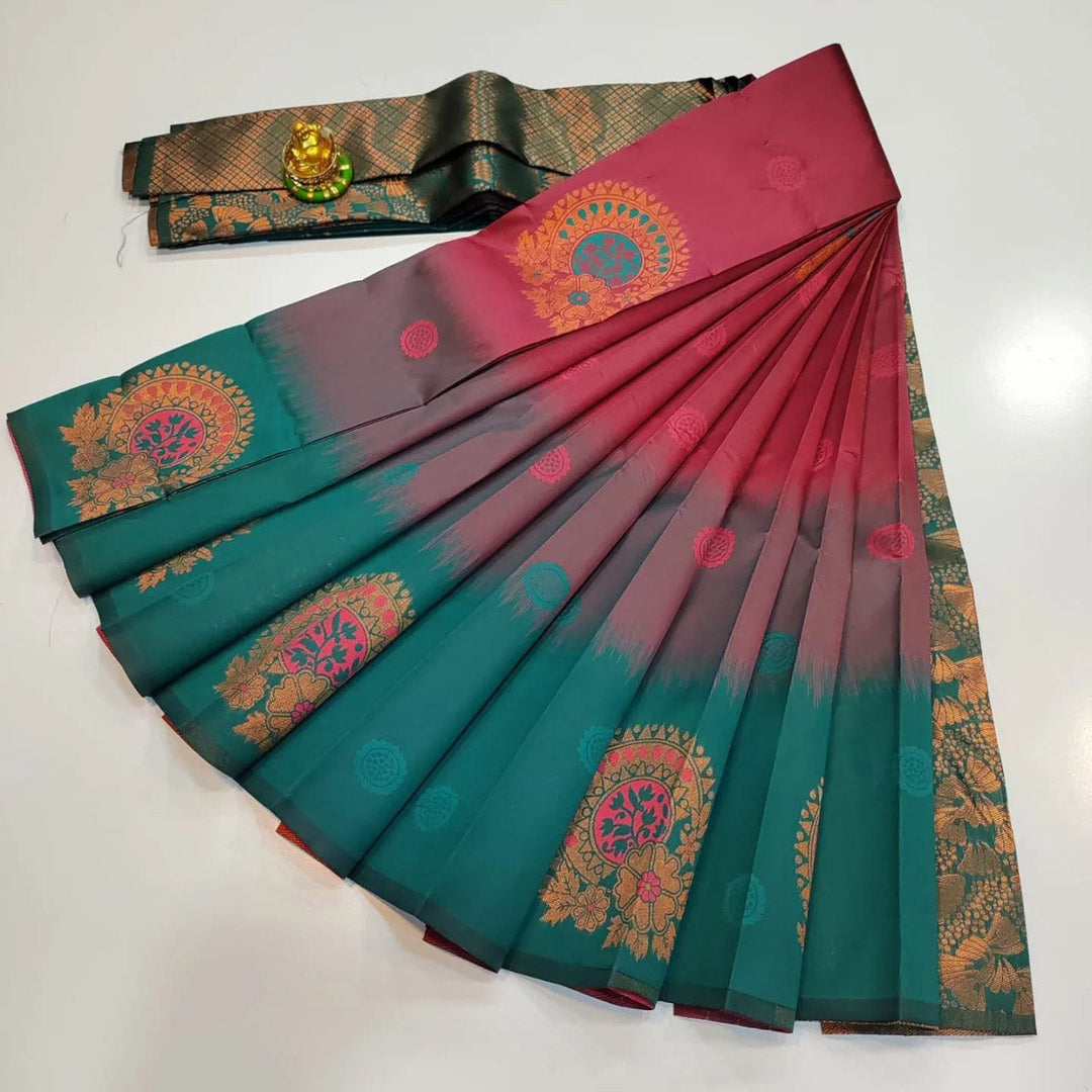 Royal Drape Captivating Pink 3D Woven Kubera Silk Saree