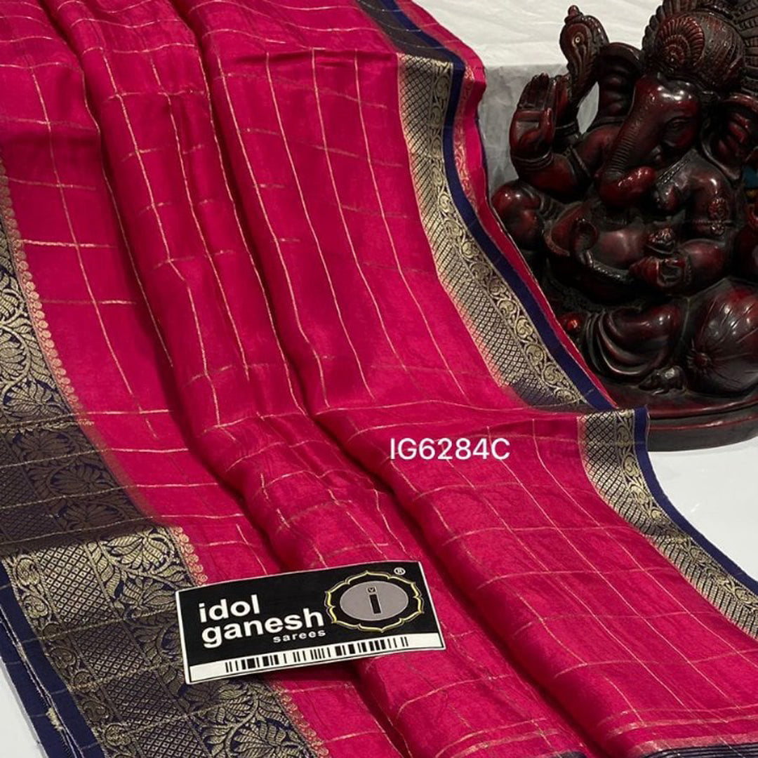 Magenta ColorSilk Weaving Border Work Saree