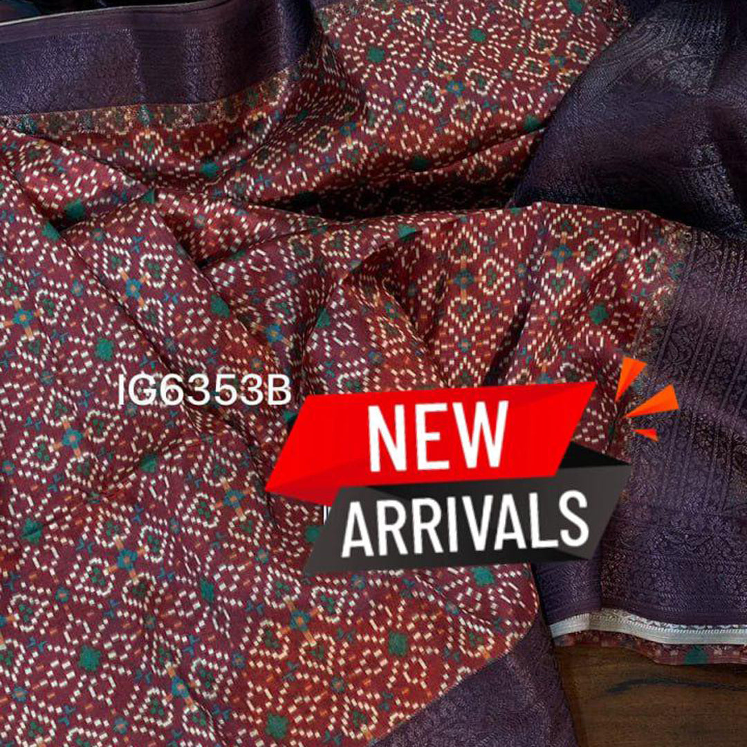 Maroon Mirage Fancy Handloom Silk Saree With Digital Flair