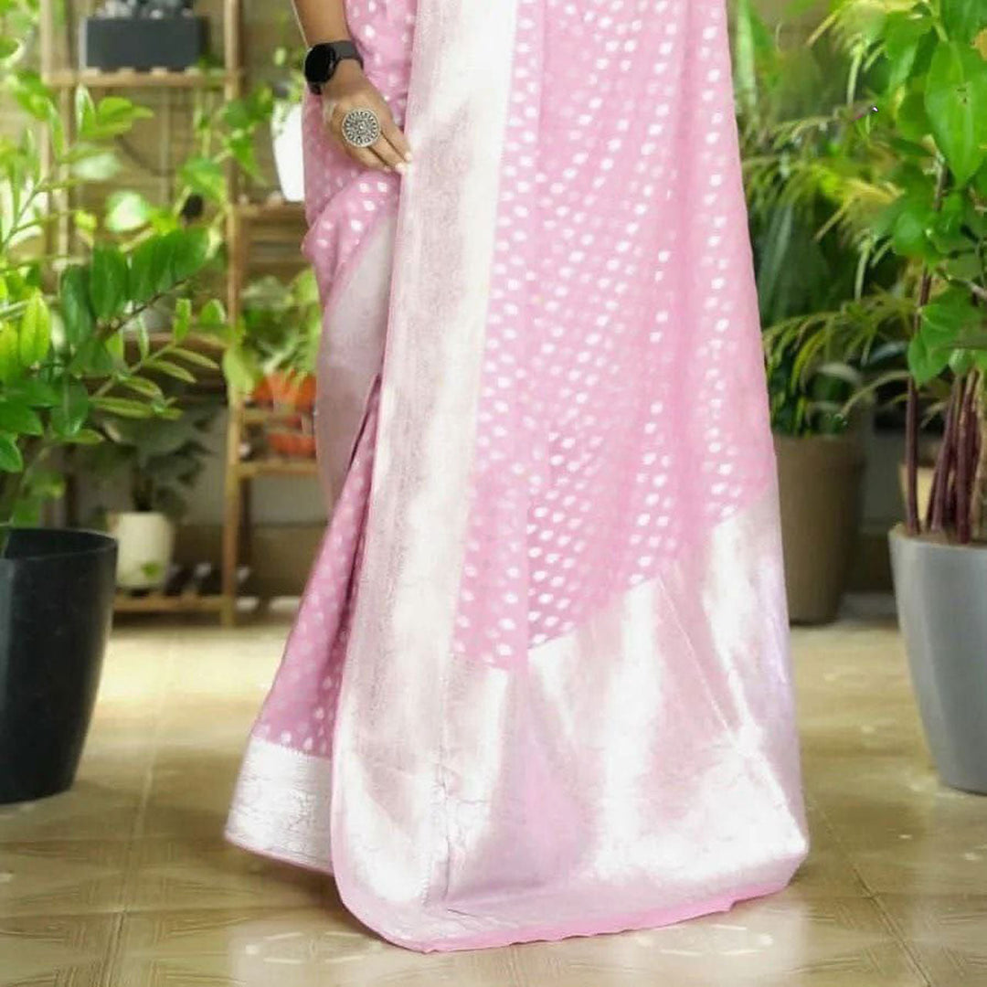 Pink Color Pure Georgette Silk Handloom Saree